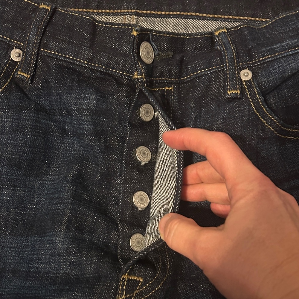 Levi's Men's Deep Indigo Straight Jeans. Button up 501’s. 34/30 - Picture 2 of 6
